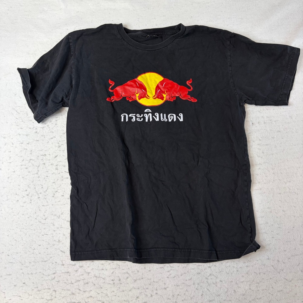 Red Bull T-Shirt Mens L Black Krating Daeng Thai Graphic Short Sleeve